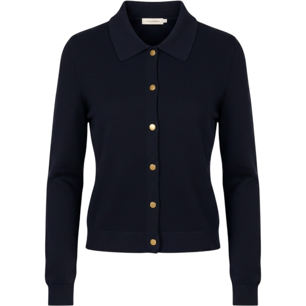 Free Assembly Womens Navy Gold Button-Up Cardigan Size 2XL Preppy Classic NWT